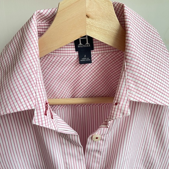 NWT Hilfiger 100% Cotton Light Pink Stripe Button Down Shirt - Picture 3 of 9